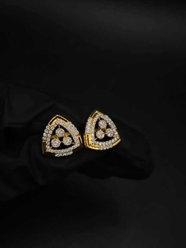 Triangular Cluster Moissanite Earrings 925 Sterling Silver Gold Plated Studs