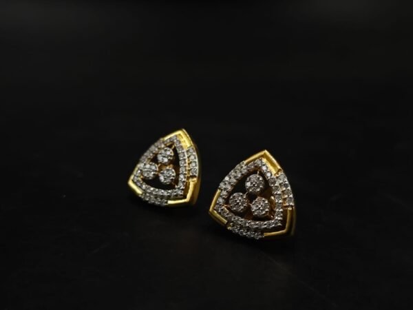Triangular Cluster Moissanite Earrings 925 Sterling Silver Gold Plated Studs