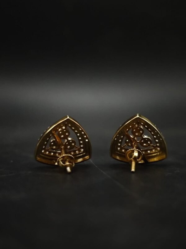 Triangular Cluster Moissanite Earrings 925 Sterling Silver Gold Plated Studs