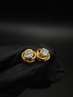 Swirl Design Moissanite Earrings 925 Sterling Silver Gold Plated Studs