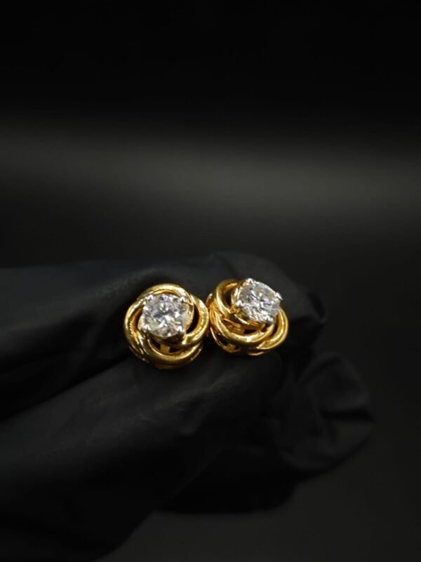 Swirl Design Moissanite Earrings 925 Sterling Silver Gold Plated Studs