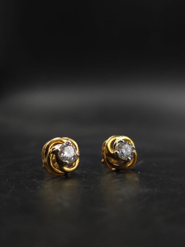 Swirl Design Moissanite Earrings 925 Sterling Silver Gold Plated Studs