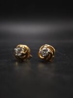 Swirl Design Moissanite Earrings 925 Sterling Silver Gold Plated Studs