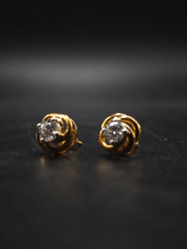 Swirl Design Moissanite Earrings 925 Sterling Silver Gold Plated Studs