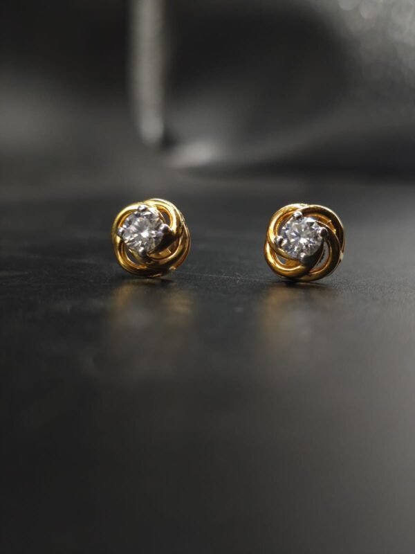 Swirl Design Moissanite Earrings 925 Sterling Silver Gold Plated Studs