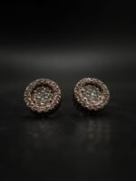 D-VVS Round Halo Moissanite Stud Earrings In 925 Sterling Silver.
