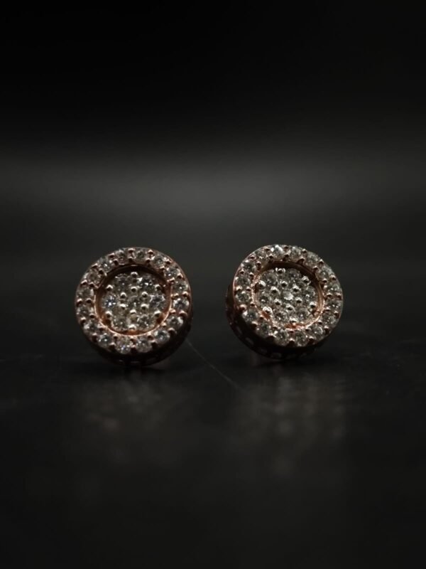 D-VVS Round Halo Moissanite Stud Earrings In 925 Sterling Silver.