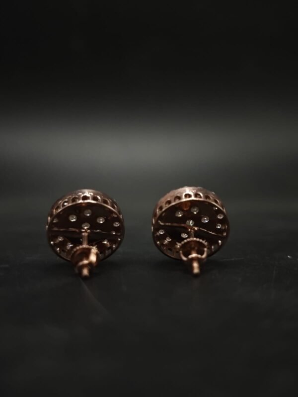 D-VVS Round Halo Moissanite Stud Earrings In 925 Sterling Silver.