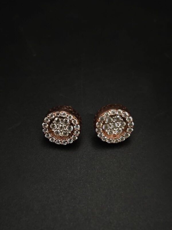 D-VVS Round Halo Moissanite Stud Earrings In 925 Sterling Silver.