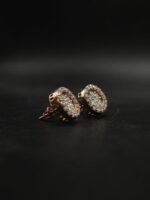 D-VVS Round Halo Moissanite Stud Earrings In 925 Sterling Silver.