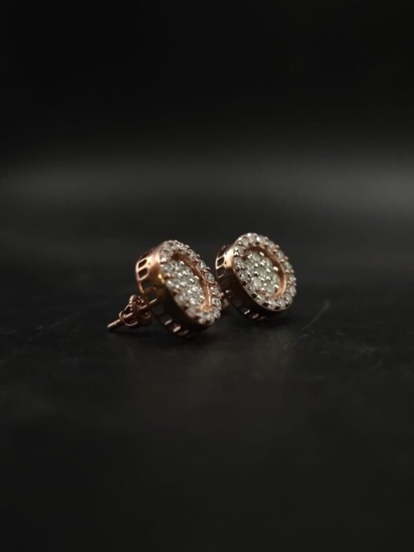 D-VVS Round Halo Moissanite Stud Earrings In 925 Sterling Silver.