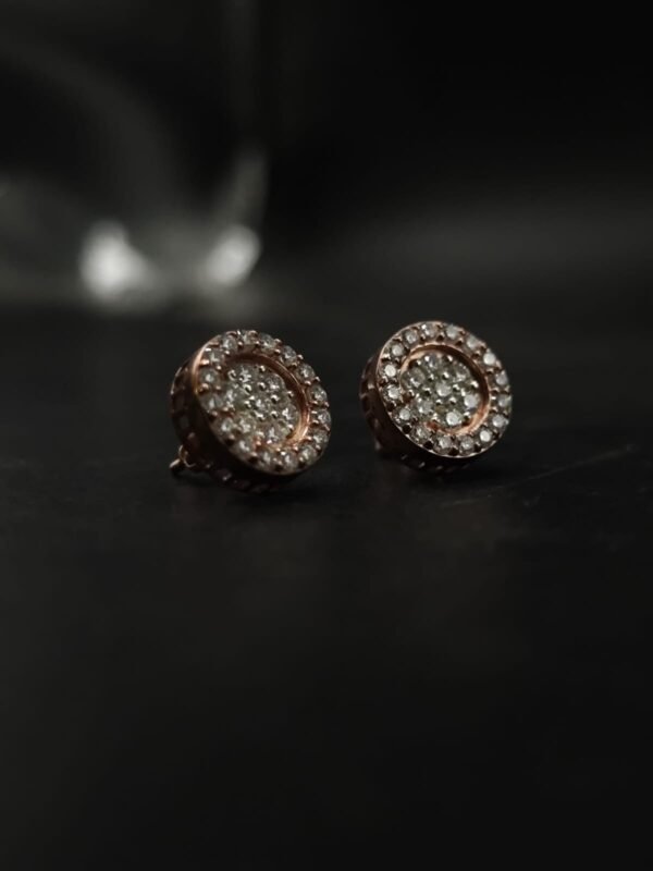 D-VVS Round Halo Moissanite Stud Earrings In 925 Sterling Silver.