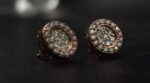 D-VVS Round Halo Moissanite Stud Earrings In 925 Sterling Silver.