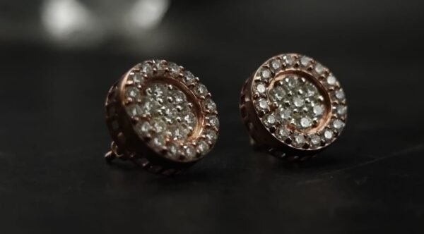 D-VVS Round Halo Moissanite Stud Earrings In 925 Sterling Silver.