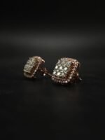 Cushion Cut Halo Moissanite Stud Earrings in 925 Sterling Silver
