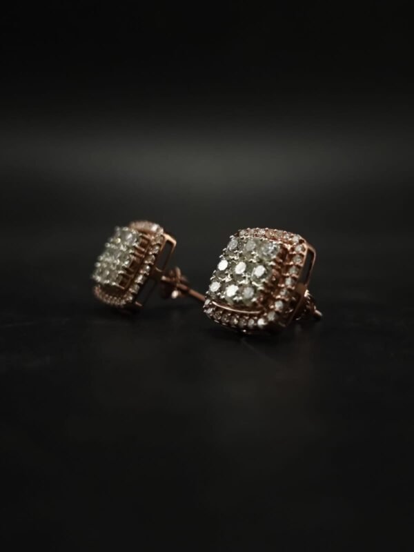 Cushion Cut Halo Moissanite Stud Earrings in 925 Sterling Silver
