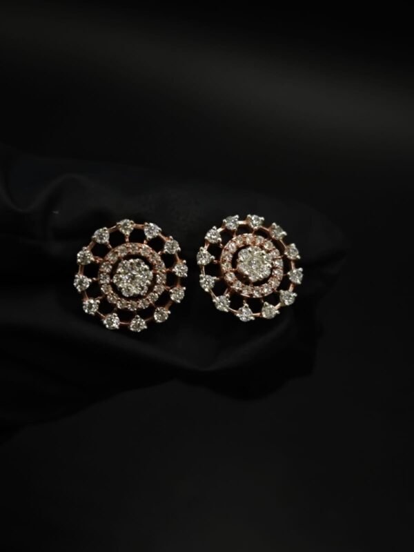 D-VVS Moissanite Floral Cluster Stud Earrings In 925 Sterling Silver.