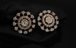 D-VVS Moissanite Floral Cluster Stud Earrings In 925 Sterling Silver.