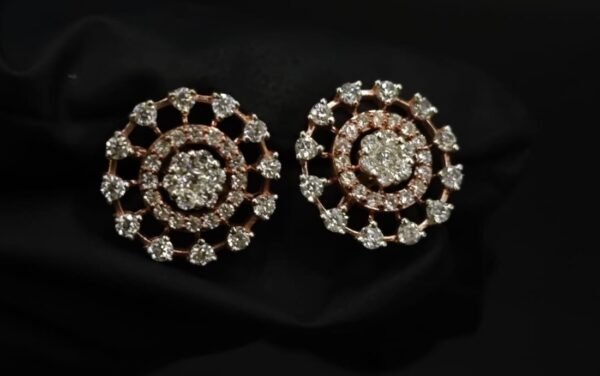 D-VVS Moissanite Floral Cluster Stud Earrings In 925 Sterling Silver.
