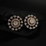 D-VVS Moissanite Floral Cluster Stud Earrings In 925 Sterling Silver.