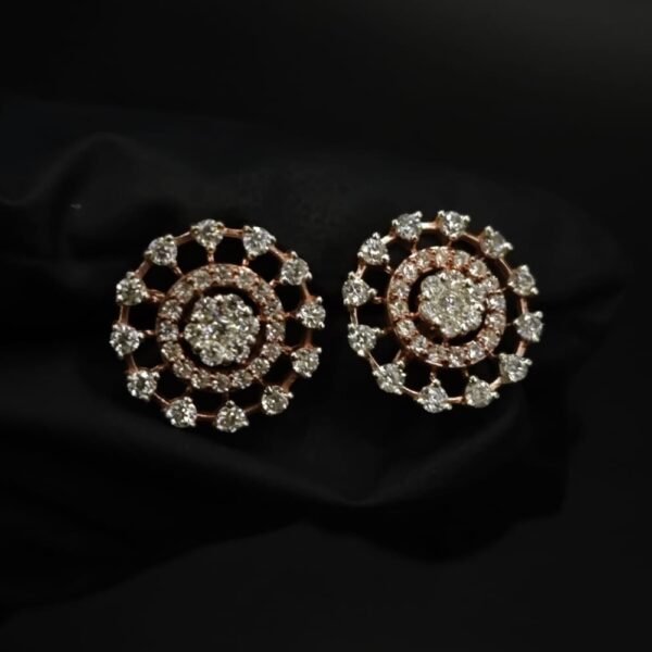 D-VVS Moissanite Floral Cluster Stud Earrings In 925 Sterling Silver.