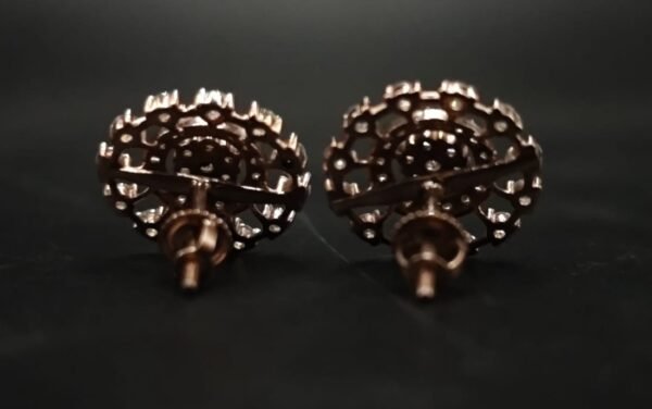 D-VVS Moissanite Floral Cluster Stud Earrings In 925 Sterling Silver.