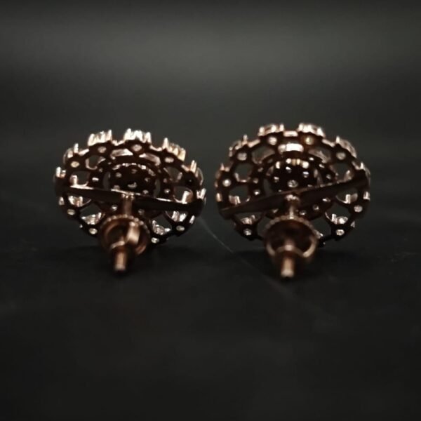 D-VVS Moissanite Floral Cluster Stud Earrings In 925 Sterling Silver.
