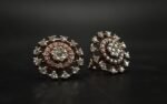 D-VVS Moissanite Floral Cluster Stud Earrings In 925 Sterling Silver.