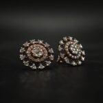 D-VVS Moissanite Floral Cluster Stud Earrings In 925 Sterling Silver.