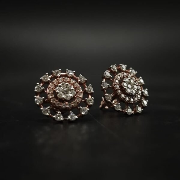 D-VVS Moissanite Floral Cluster Stud Earrings In 925 Sterling Silver.