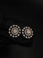 D-VVS Moissanite Floral Cluster Stud Earrings In 925 Sterling Silver.