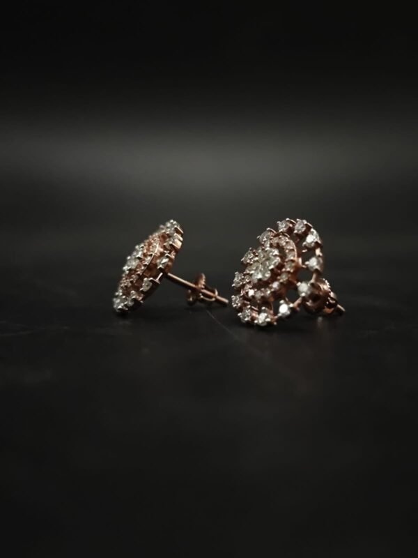 D-VVS Moissanite Floral Cluster Stud Earrings In 925 Sterling Silver.