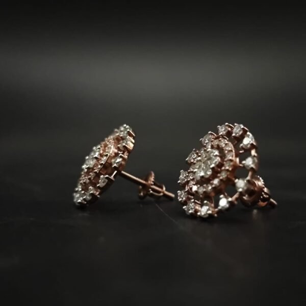D-VVS Moissanite Floral Cluster Stud Earrings In 925 Sterling Silver.