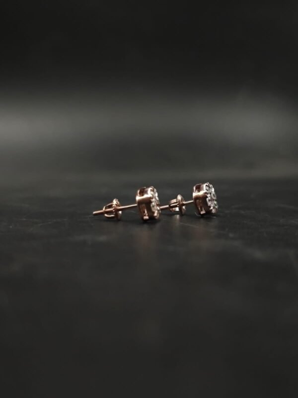 Radiant Round Cluster Moissanite Stud Earrings In 925 Sterling Silver.