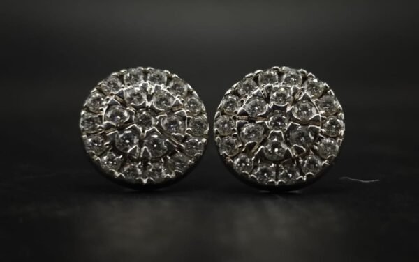 Classic Round Halo Moissanite Cluster Stud Earrings | 925 Sterling Silver