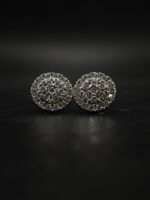 Classic Round Halo Moissanite Cluster Stud Earrings | 925 Sterling Silver