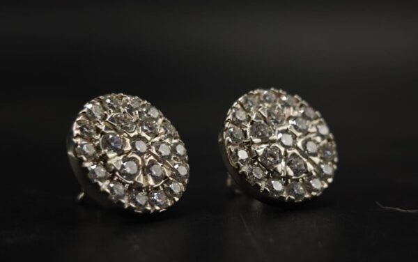 Classic Round Halo Moissanite Cluster Stud Earrings | 925 Sterling Silver