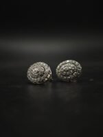 Oval Halo Cluster Moissanite Stud Earrings In 925 Sterling Silver.