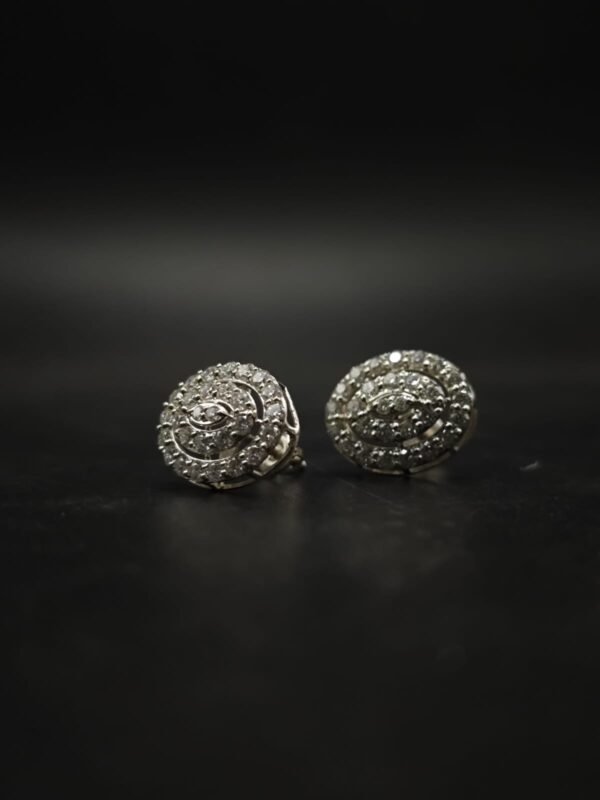Oval Halo Cluster Moissanite Stud Earrings In 925 Sterling Silver.