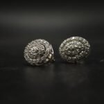 Oval Halo Cluster Moissanite Stud Earrings In 925 Sterling Silver.