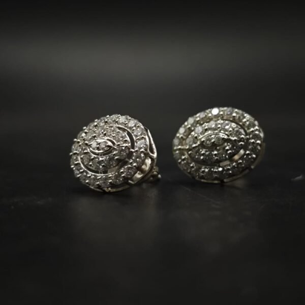 Oval Halo Cluster Moissanite Stud Earrings In 925 Sterling Silver.