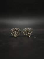 Oval Halo Cluster Moissanite Stud Earrings In 925 Sterling Silver.