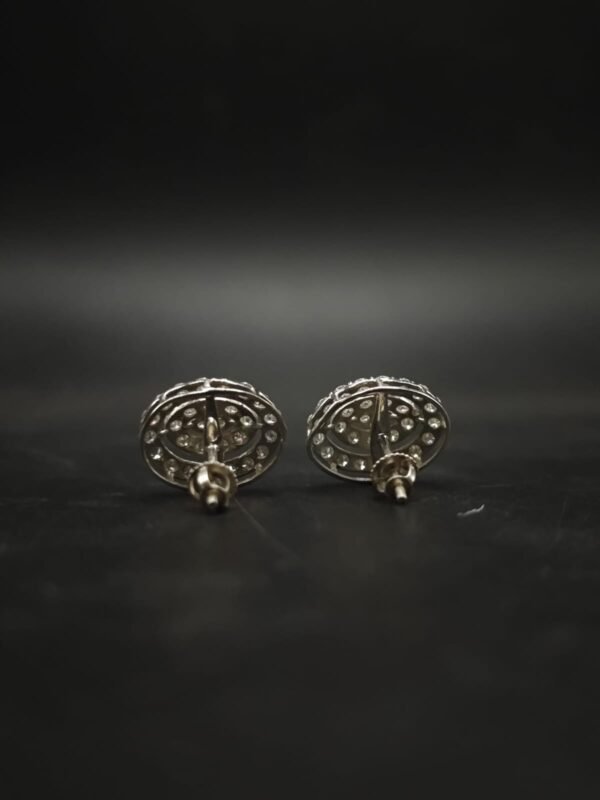 Oval Halo Cluster Moissanite Stud Earrings In 925 Sterling Silver.