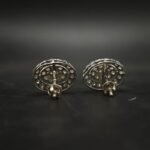 Oval Halo Cluster Moissanite Stud Earrings In 925 Sterling Silver.
