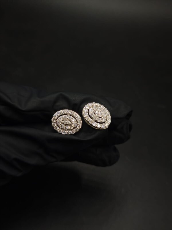 Oval Halo Cluster Moissanite Stud Earrings In 925 Sterling Silver.