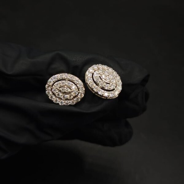 Oval Halo Cluster Moissanite Stud Earrings In 925 Sterling Silver.