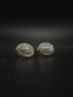 Oval Halo Cluster Moissanite Stud Earrings In 925 Sterling Silver.