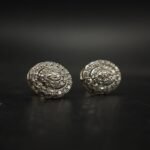 Oval Halo Cluster Moissanite Stud Earrings In 925 Sterling Silver.