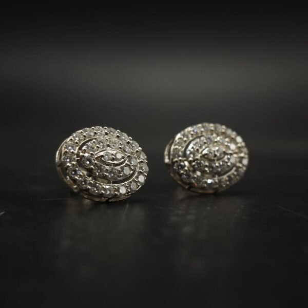 Oval Halo Cluster Moissanite Stud Earrings In 925 Sterling Silver.