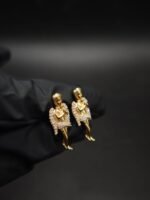 Praying Angel Moissanite Stud Earrings – Gold Finish Hip-Hop Jewelry